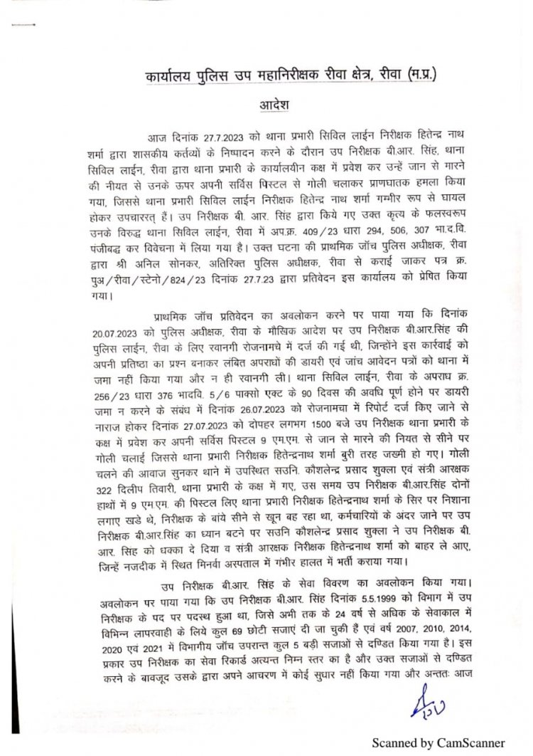 एसआई बृजराज ने टीआई हितेंद्र के सिर पर तान रखी थी पिस्टल